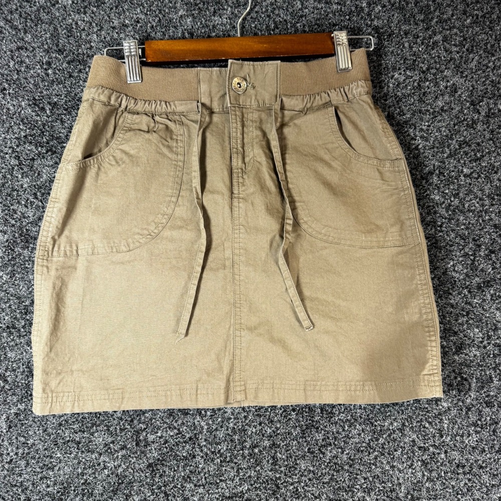 The North Face‎ Khaki Tan Cotton Blend Utility Mini Skirt Drawstring Waist 26